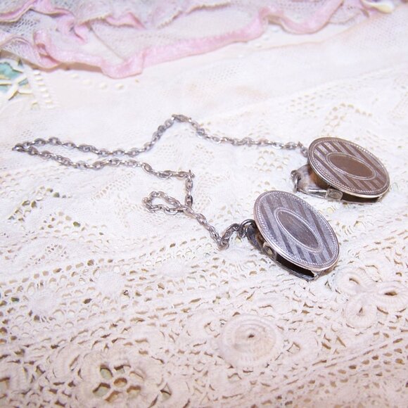 Foster & Bailey Sterling Silver Sweater Clips - Oval Tops with Guilloche Design - Picture 1 of 7